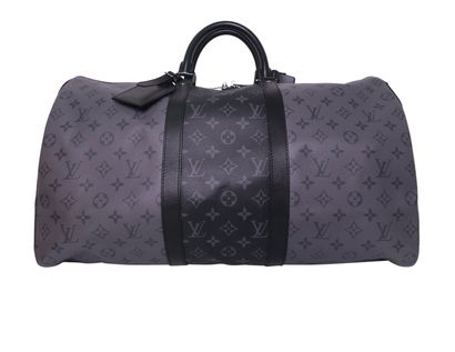 Keepall Bandouliere 50, &pound;1,150, Handbags, Black/Grey, Canvas, Front view
